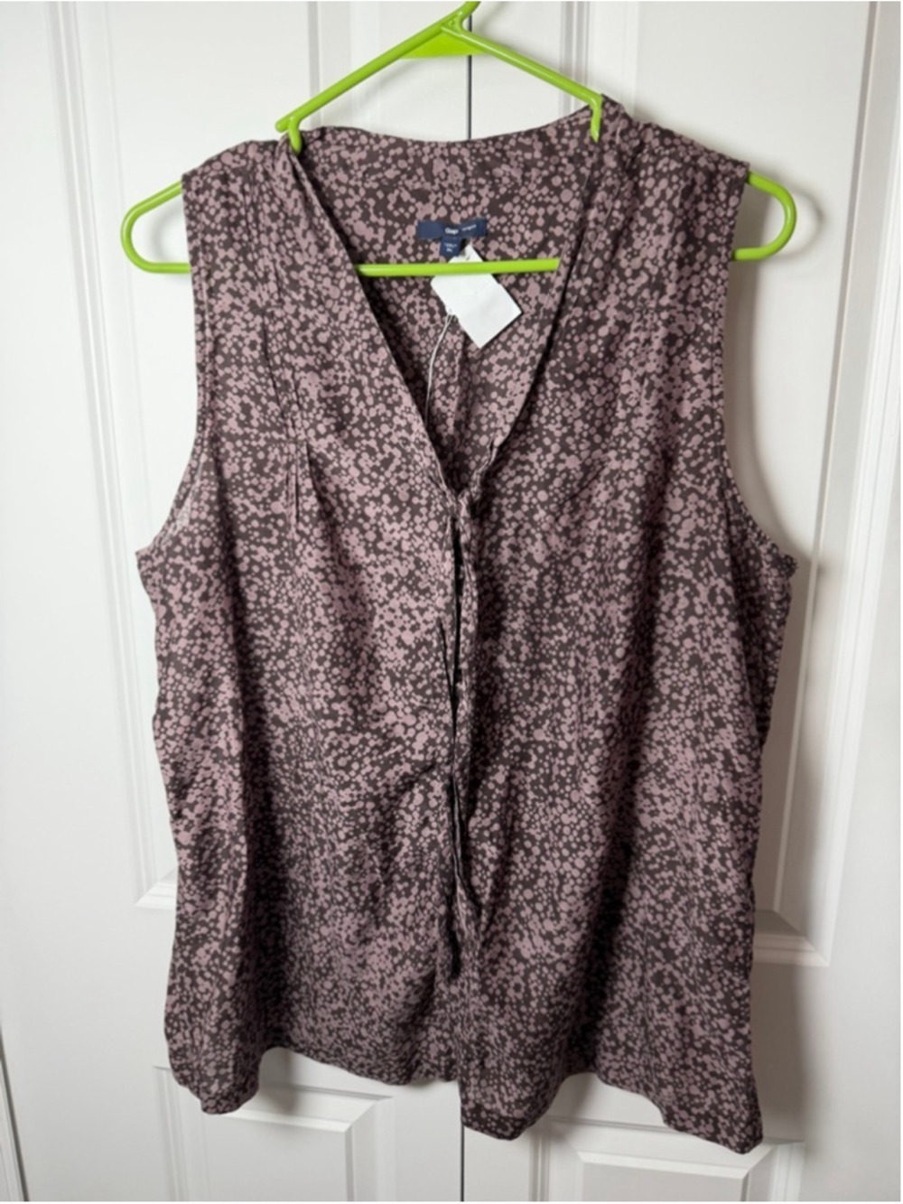 Gap Brown Pink Floral Sleeveless Blouse XL